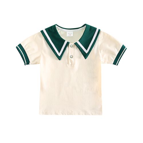 幼儿园园服选购指南 韩版短T与英伦风娃娃领衬衫的搭配艺术
